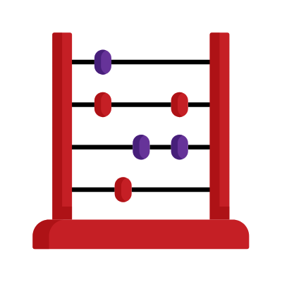 Flat-style illustration of an abacus, representing logic, deduction, and problem-solving in mystery games.