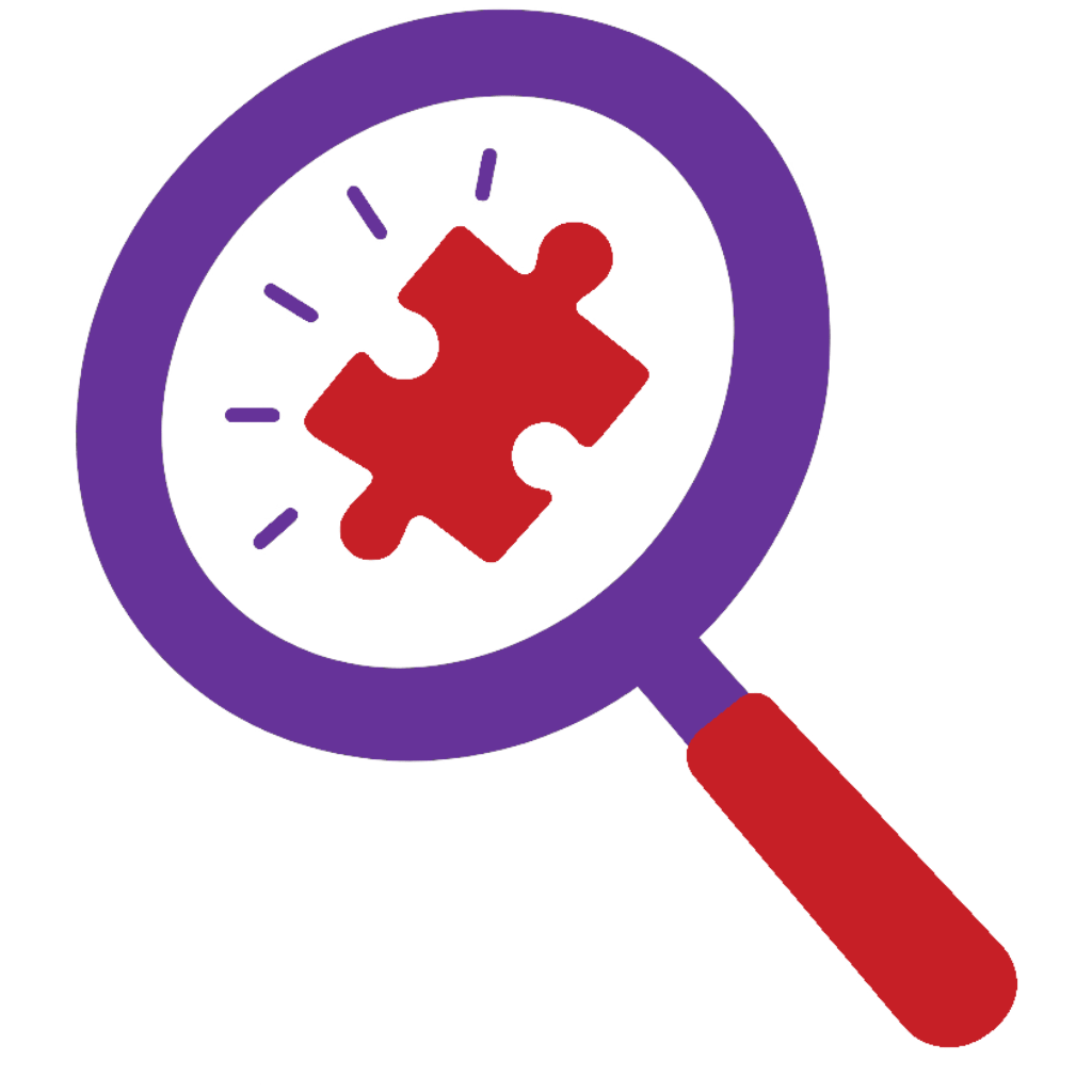 Puzzle magnifying glass A magnifying glass with a puzzle piece inside