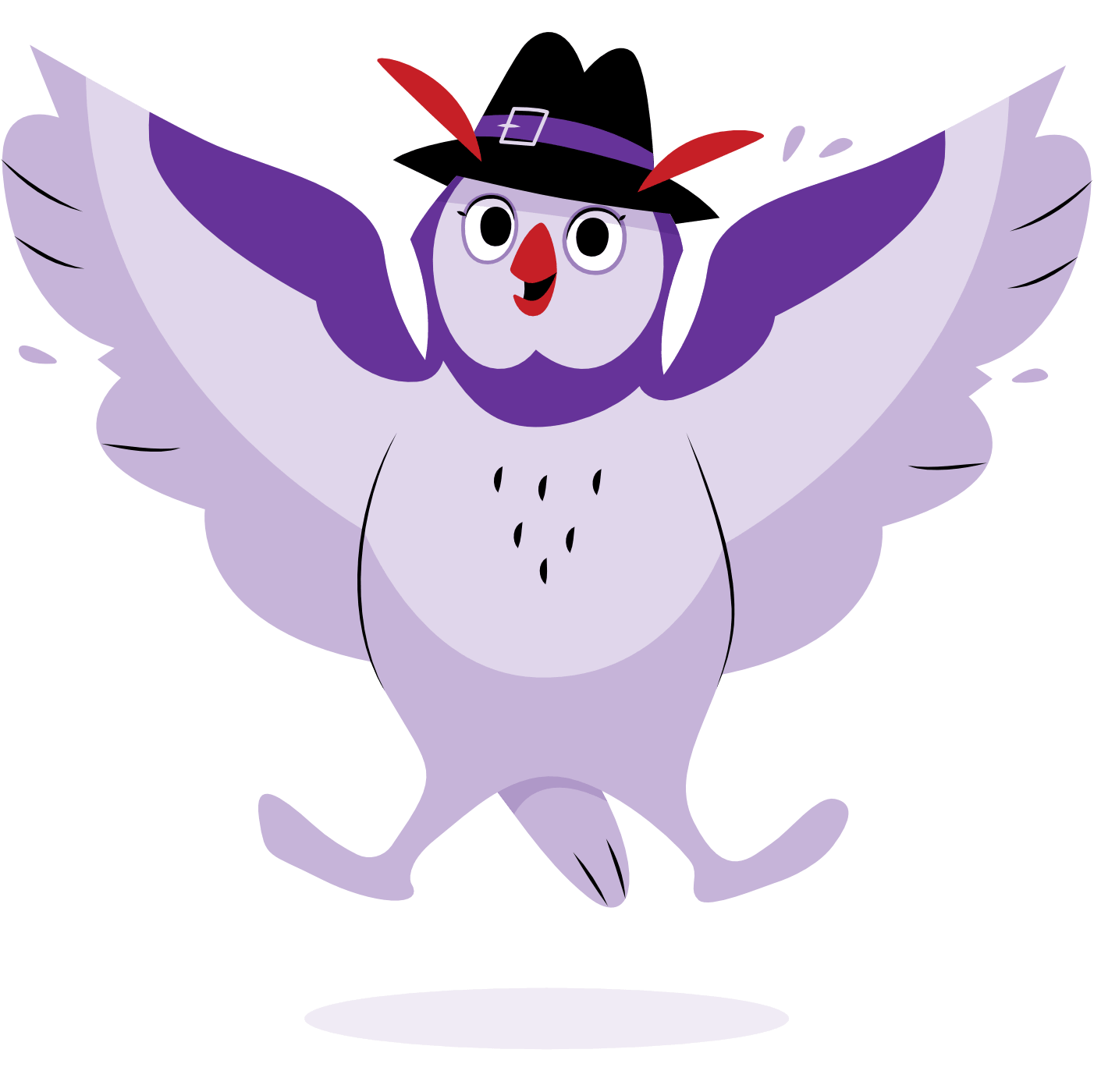 Mystery Game Mascot — celebrating Mystery Game owl mascot celebrating joyfully, symbolising the thrill of cracking a mystery case